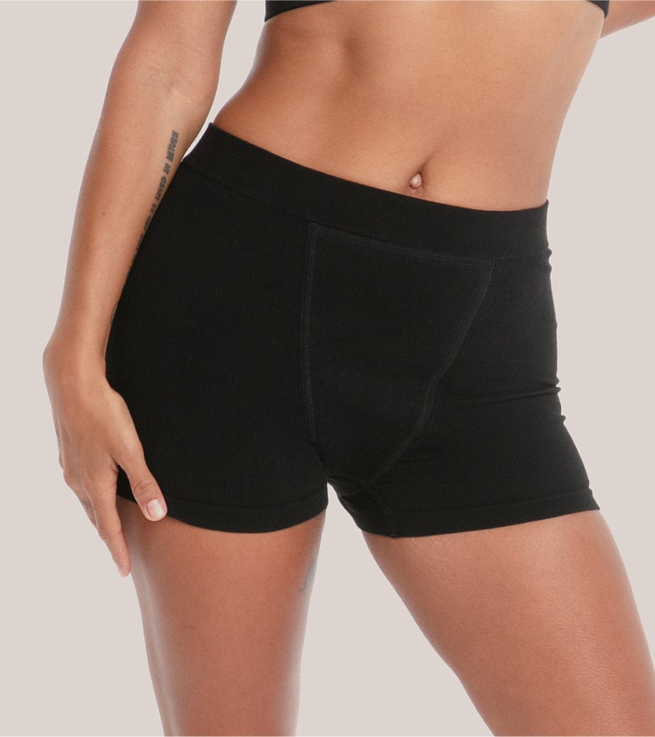Bezšvové rebrované Boxer Short - Čierna